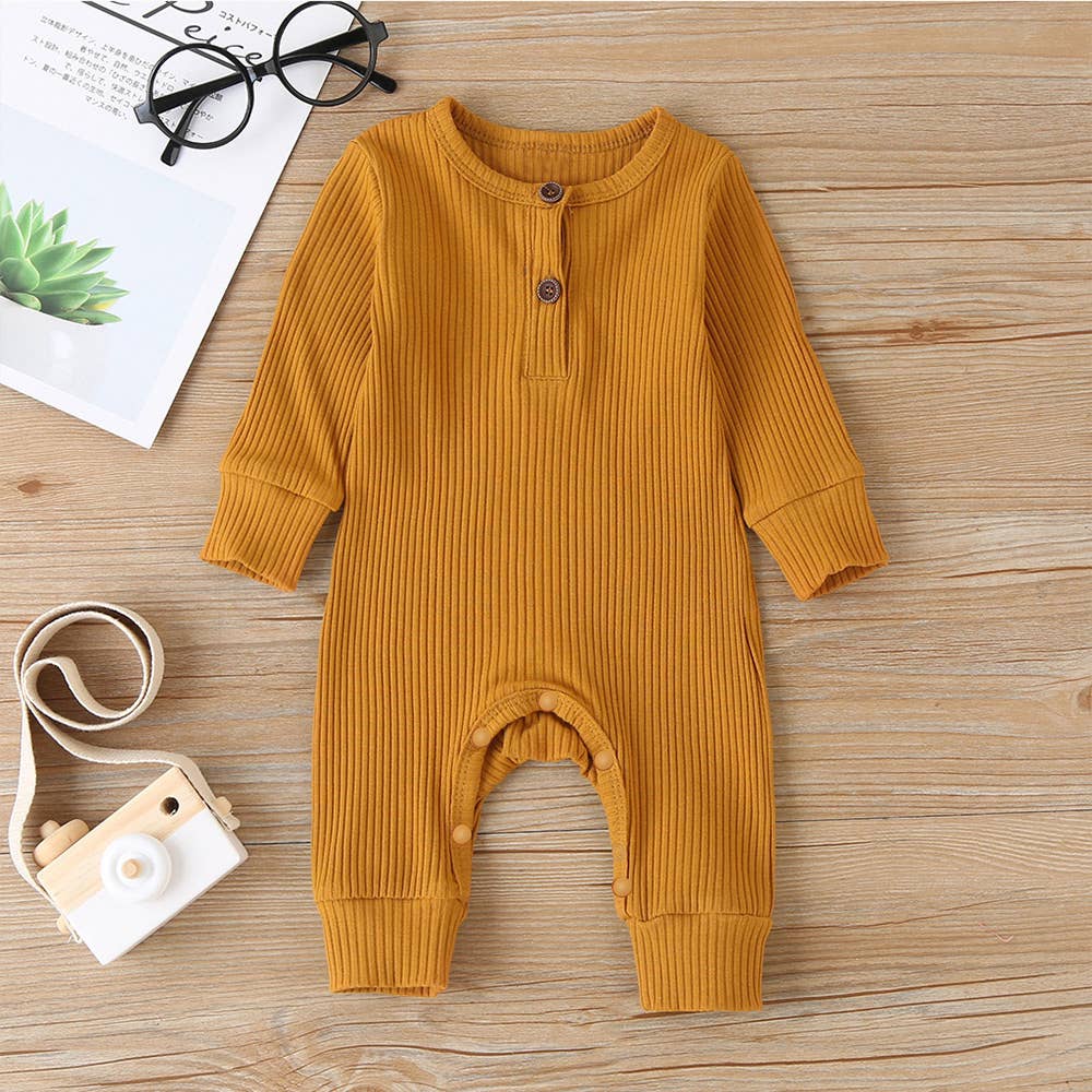 Baby Boy/Girl 95% Cotton Ribbed Button Up Jumpsuit