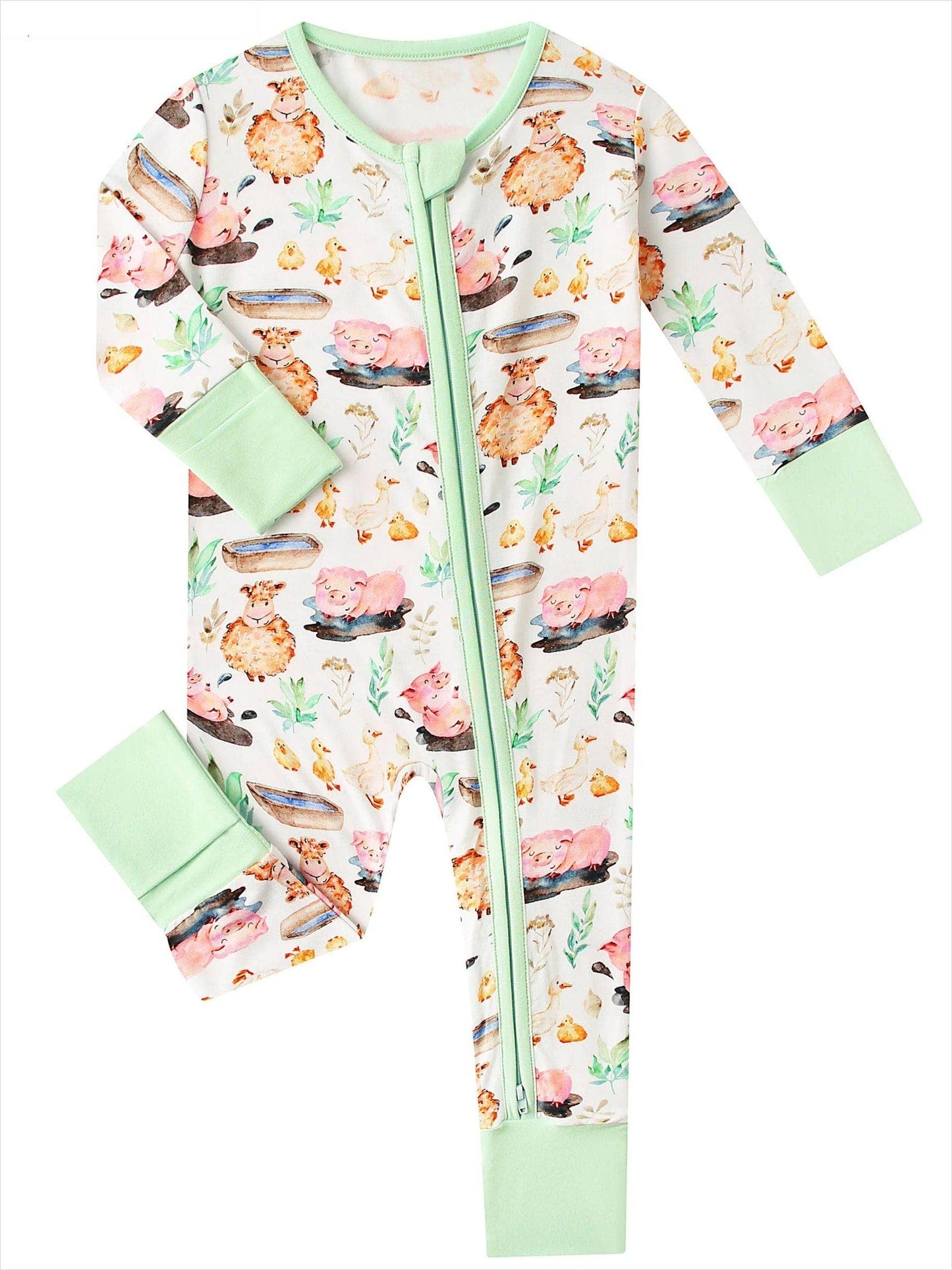 Posh TOT Farmyard Fun Bamboo Baby Convertible Zippy Romper: 6-12M