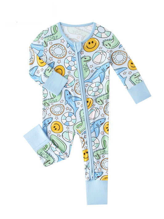 Posh TOT Pool Floats Bamboo Baby Convertible Zippy Romper: 0-3M