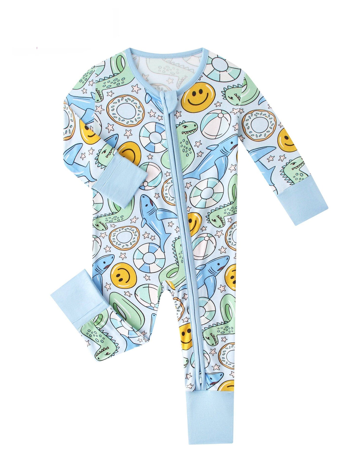 Posh TOT Pool Floats Bamboo Baby Convertible Zippy Romper: 6-12M