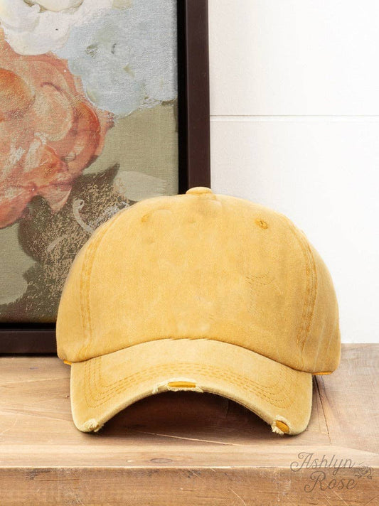 Distressed Mustard Hat Blank: Yellow / One Size
