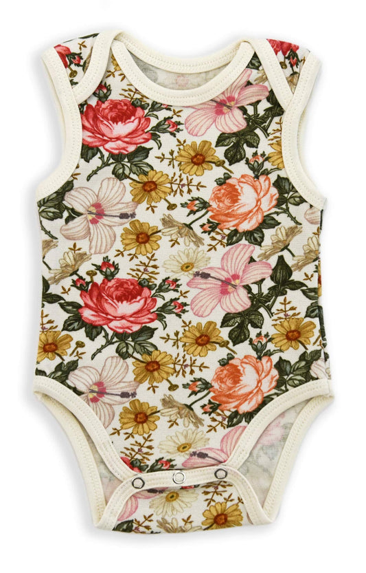 Organic Cotton Sleeveless Baby Bodysuit, Pearl